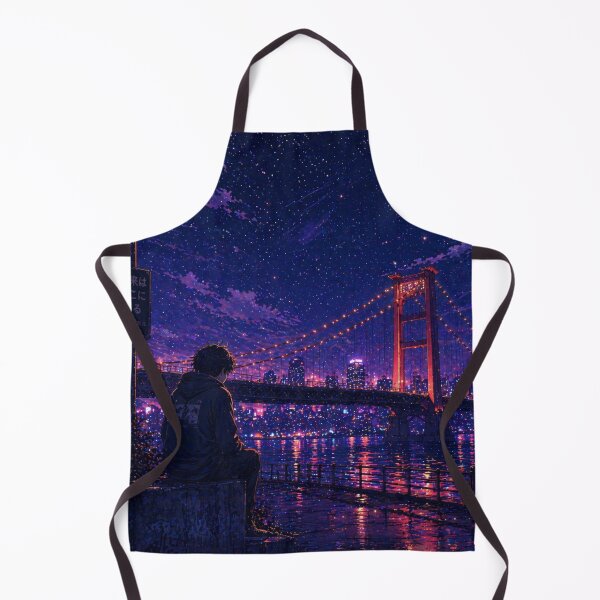 Item preview, Aesthetic Night City Bridge Illustration | Moonlight Urban Scene | Dreamy Neon Landscape designed and sold by NA-art725.