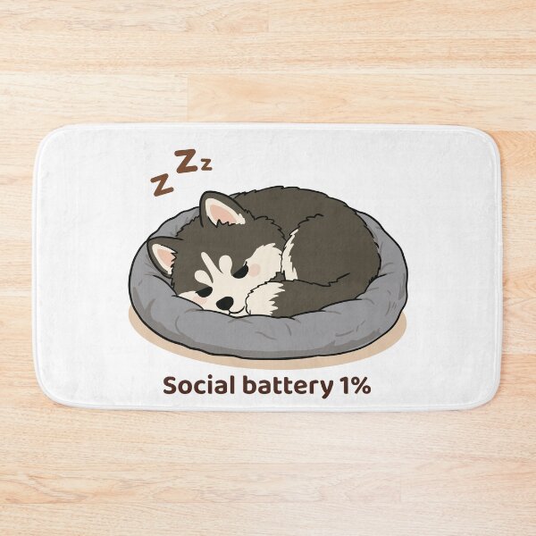 Item preview, Social Battery 1 Percent Kawaii Husky Introvert Design designed and sold by MJ ART.