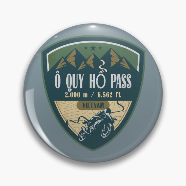 Item preview, O Quy Ho Pass Hoang Lien Vietnam Biker Badge designed and sold by CynthiaGraphics.