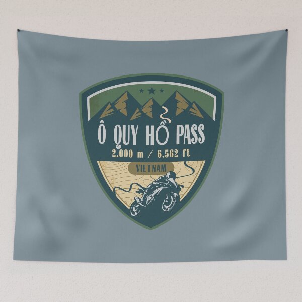 Item preview, O Quy Ho Pass Hoang Lien Vietnam Biker Badge designed and sold by CynthiaGraphics.