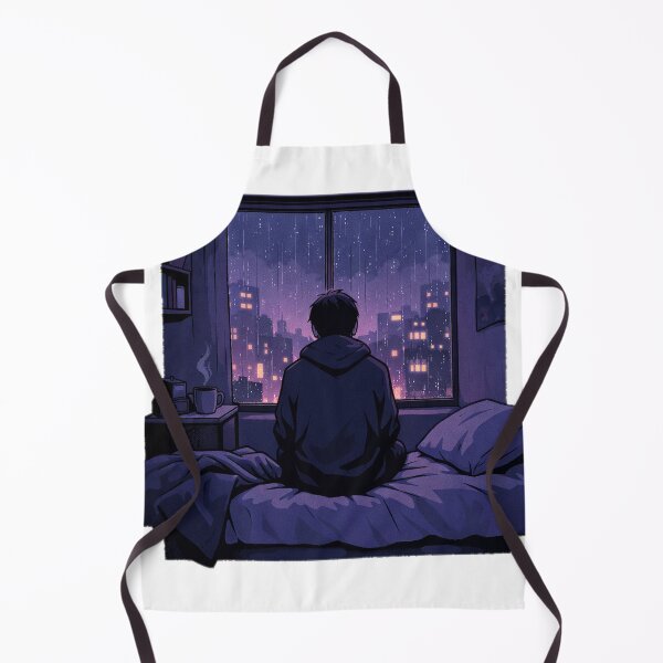 Item preview, Rainy Night Lofi Boy Watching City Lights Anime Aesthetic designed and sold by from Depression patient.