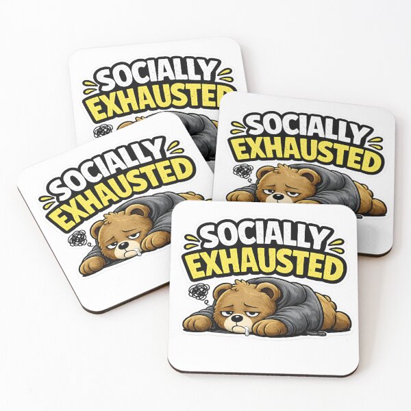 Item preview, Socially Exhausted Funny Bear Sticker Introvert Meme Tired Social Battery Cute Lazy designed and sold by TheLazyVibe.