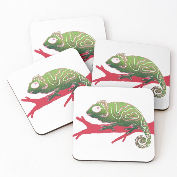 Item preview, Psychedelic Green Chameleon on Red Branch designed and sold by Pryhozha.