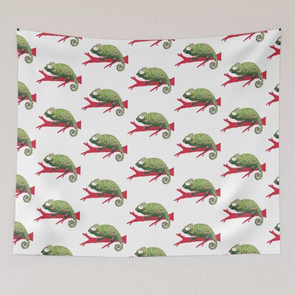 Item preview, Psychedelic Green Chameleon on Red Branch designed and sold by Pryhozha.