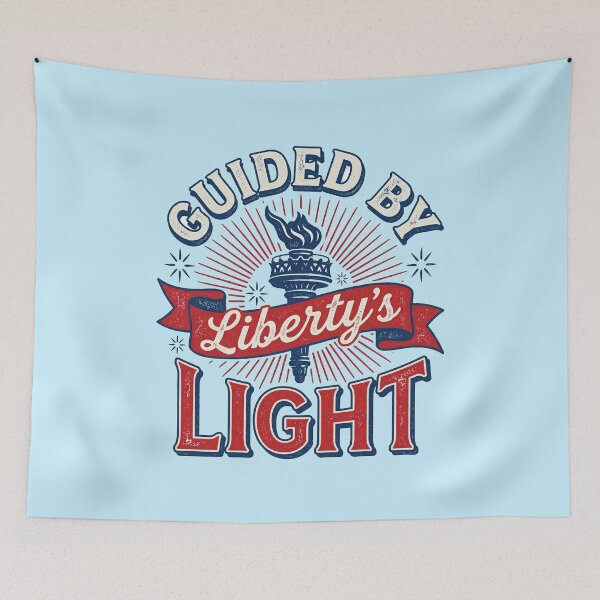 Item preview, Guided by Libertys Light Vintage USA 250th Anniversary Patriotic Torch 4th of July Design designed and sold by Cozy-Old-Pub.