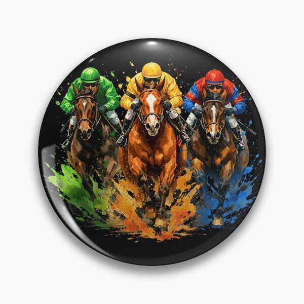 Item preview, Dynamic Horse Racing Splash Art Jockeys Speeding Toward Finish Line designed and sold by Daisy Grimes.