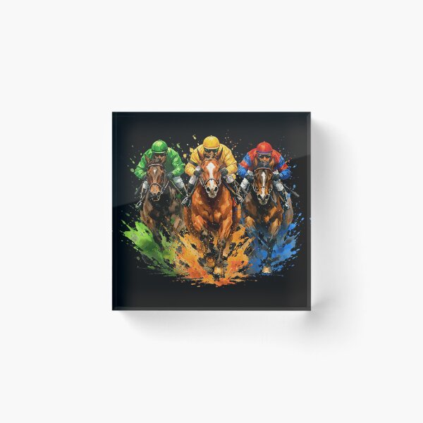 Item preview, Dynamic Horse Racing Splash Art Jockeys Speeding Toward Finish Line designed and sold by Daisy Grimes.