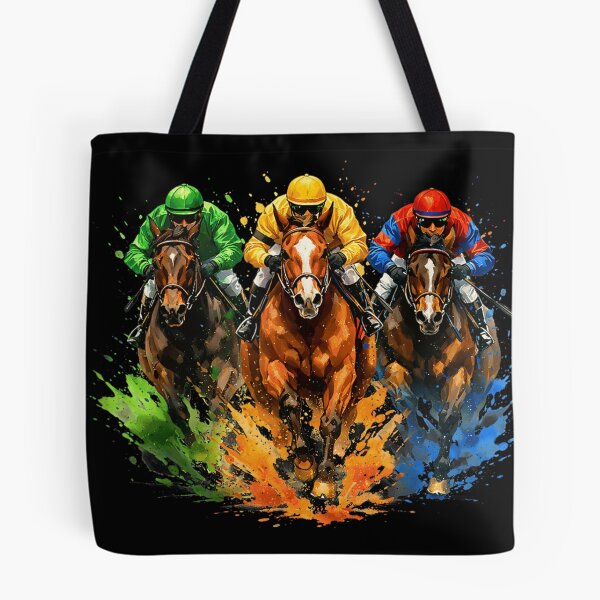 Item preview, Dynamic Horse Racing Splash Art Jockeys Speeding Toward Finish Line designed and sold by Daisy Grimes.