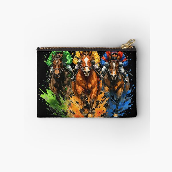 Item preview, Dynamic Horse Racing Splash Art Jockeys Speeding Toward Finish Line designed and sold by Daisy Grimes.
