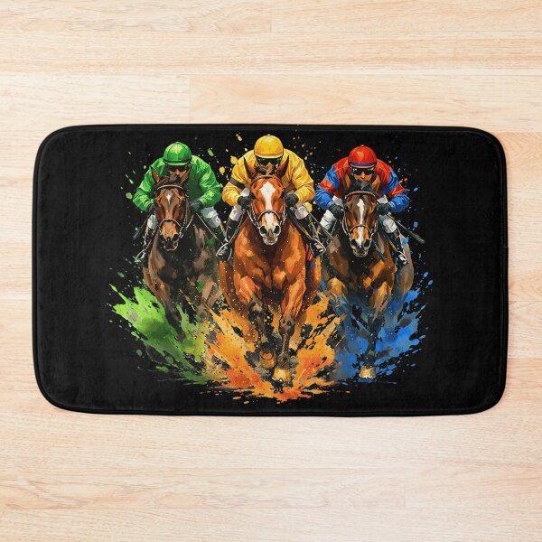 Item preview, Dynamic Horse Racing Splash Art Jockeys Speeding Toward Finish Line designed and sold by Daisy Grimes.