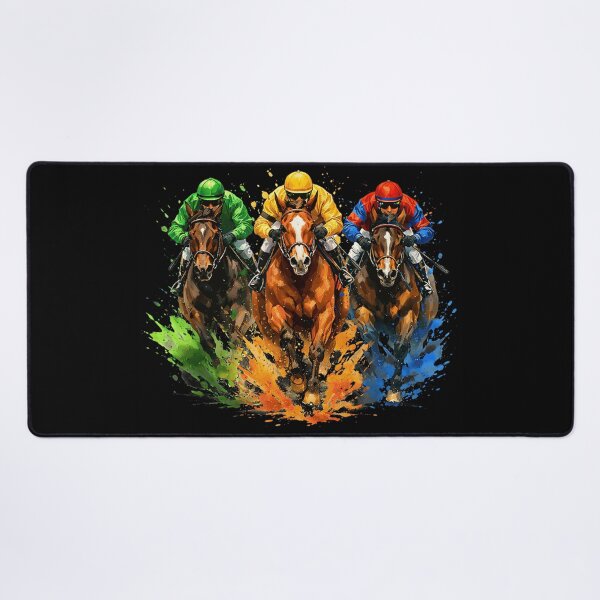 Item preview, Dynamic Horse Racing Splash Art Jockeys Speeding Toward Finish Line designed and sold by Daisy Grimes.
