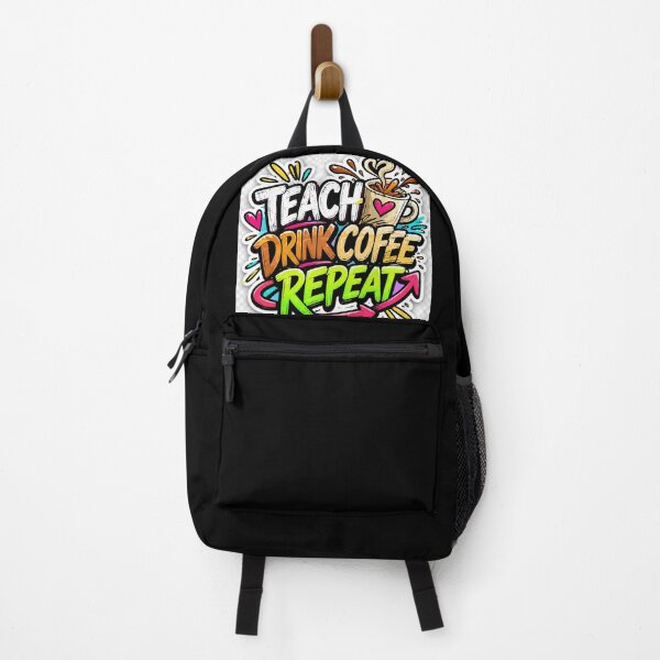 Item preview, Teach Drink Coffee Repeat Funny Teacher Sticker | Coffee Lover Classroom Humor Design designed and sold by Petringo.