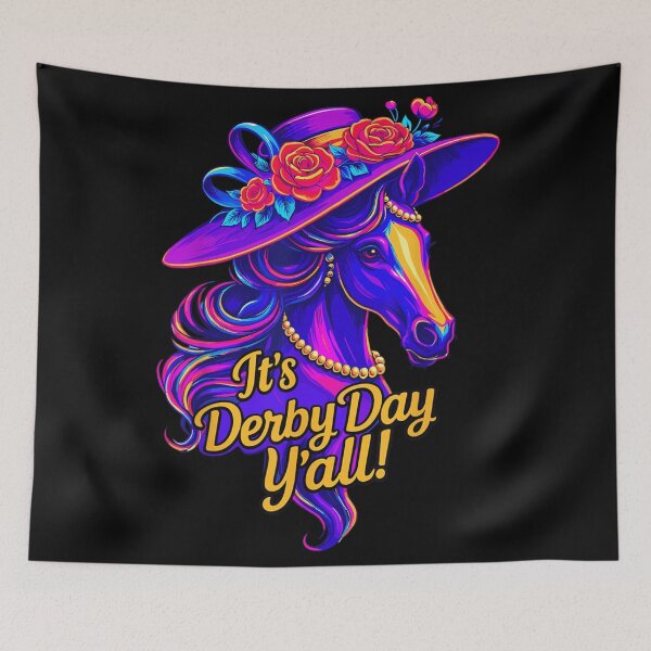 Item preview, Its Derby Day Yall Elegant Horse In Floral Hat Vaporwave Aesthetic designed and sold by Daisy Grimes.