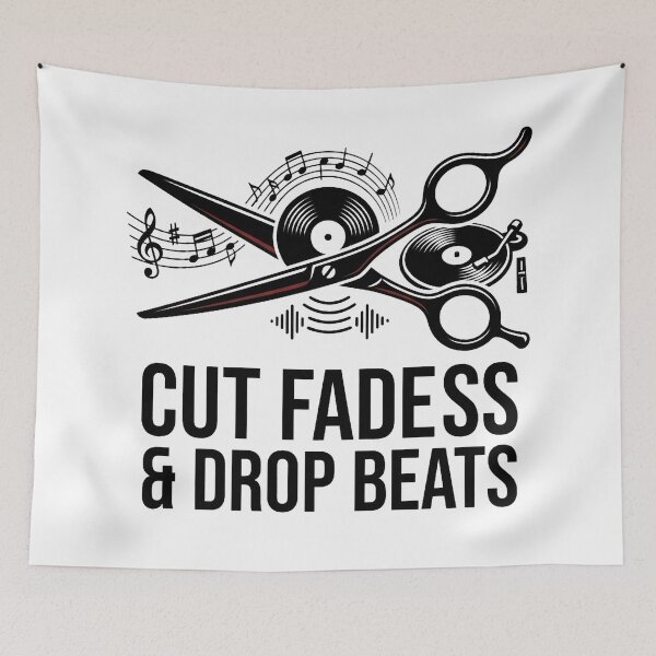 Item preview, Cut Fades And Drop Beats Funny Barber Music Design designed and sold by Majnon8bp.