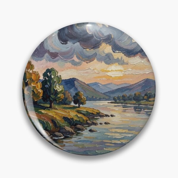 Item preview, Gouache Sunset River Landscape with Vibrant Colors and Dreamlike Atmosphere designed and sold by FotoworldEdel.