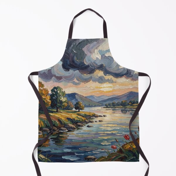 Item preview, Gouache Sunset River Landscape with Vibrant Colors and Dreamlike Atmosphere designed and sold by FotoworldEdel.
