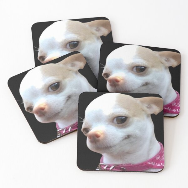 Item preview, White Chihuahua puppy with suspicious look Meme designed and sold by NF Designs Studio DTF.