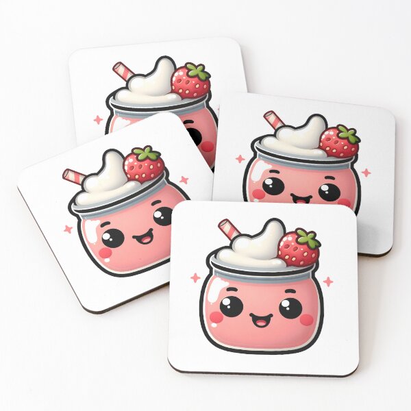 Item preview, Lindo batido de fresa: adorable ilustración de bebida kawaii designed and sold by BobaBunny76.