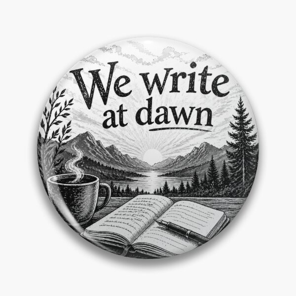 Item preview, We Write at Dawn - Hills BW designed and sold by WaywardWillowCo.