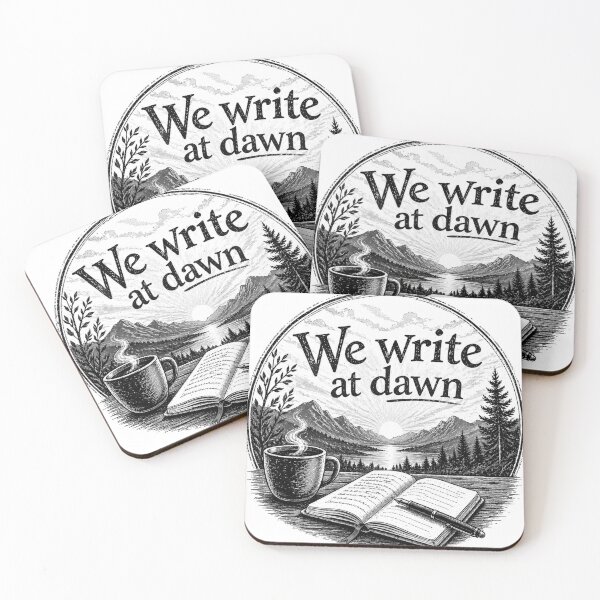 Item preview, We Write at Dawn - Hills BW designed and sold by WaywardWillowCo.