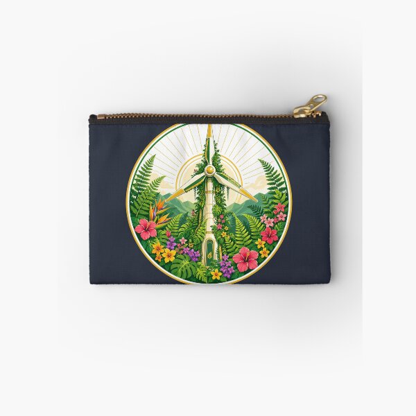 Item preview, Tropical Solarpunk Wind Turbine Floral Garden designed and sold by rygenr8.