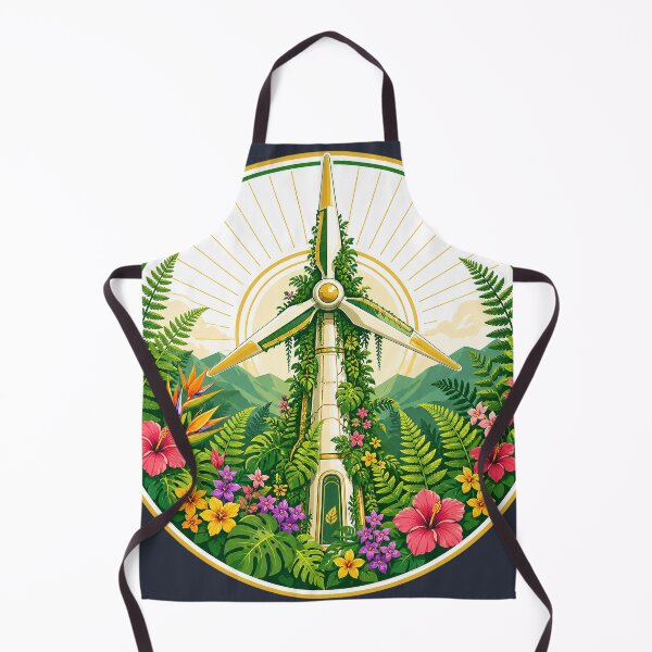 Item preview, Tropical Solarpunk Wind Turbine Floral Garden designed and sold by rygenr8.