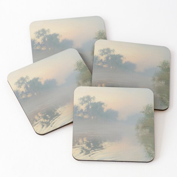 Item preview, Misty River Landscape Art – Monet Inspired Impressionist Morning Wall Print designed and sold by Tamas Das.