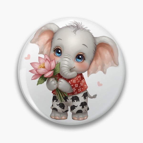 Item preview, Cute Spring Elephant with Flower – Kawaii Baby Elephant Illustration designed and sold by BonnieGlam13.