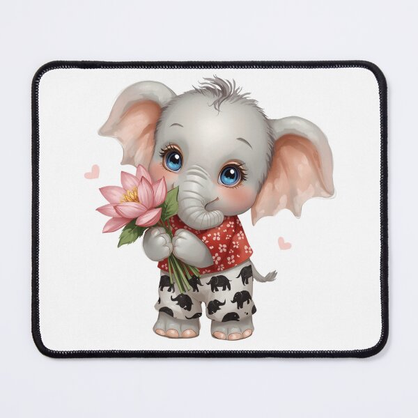 Item preview, Cute Spring Elephant with Flower – Kawaii Baby Elephant Illustration designed and sold by BonnieGlam13.