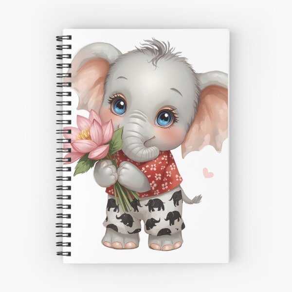 Item preview, Cute Spring Elephant with Flower – Kawaii Baby Elephant Illustration designed and sold by BonnieGlam13.