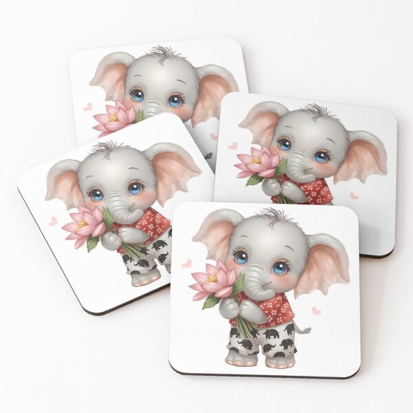 Item preview, Cute Spring Elephant with Flower – Kawaii Baby Elephant Illustration designed and sold by BonnieGlam13.