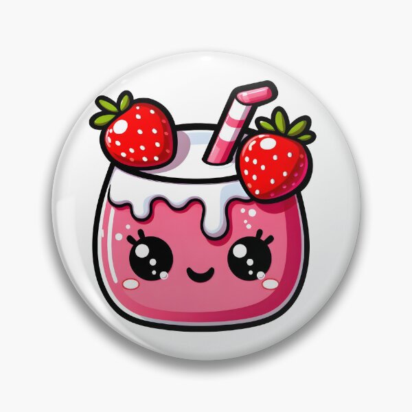 Aperçu de l'œuvre Smoothie aux fraises mignon – Illustration de boisson kawaii adorable créée et vendue par BobaBunny76.
