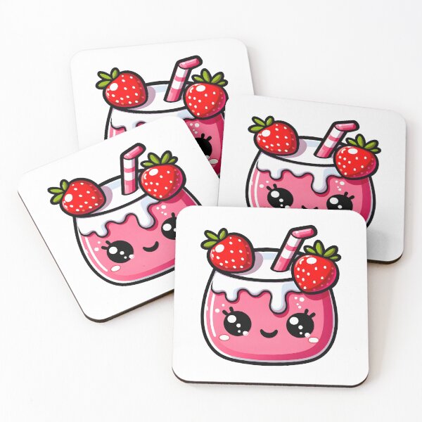 Item preview, Lindo batido de fresa: adorable ilustración de bebida kawaii designed and sold by BobaBunny76.