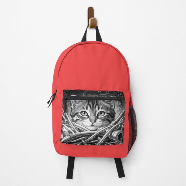 Item preview, Cybernetic Cat Portrait with Futuristic Tech Lines and High‑Detail Monochrome Style designed and sold by FotoworldEdel.