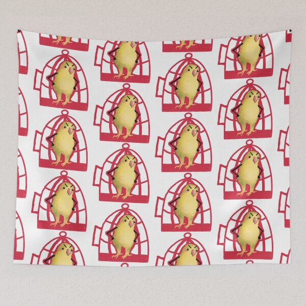 Item preview, Angry Cute Bird in Red Cage Illustration designed and sold by Pryhozha.