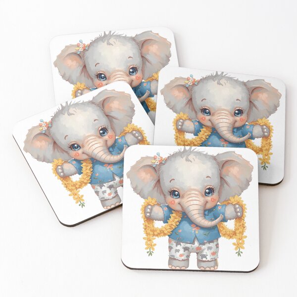 Item preview, Cute Baby Elephant with Flower Garland – Kawaii Summer Thai Festival Style designed and sold by BonnieGlam13.