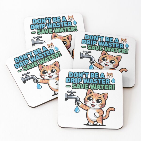 Item preview, Save Water Cute Cat Eco-Friendly Conservation Design designed and sold by Nuvoro Eco Awareness.
