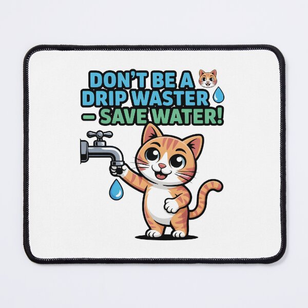 Item preview, Save Water Cute Cat Eco-Friendly Conservation Design designed and sold by Nuvoro Eco Awareness.