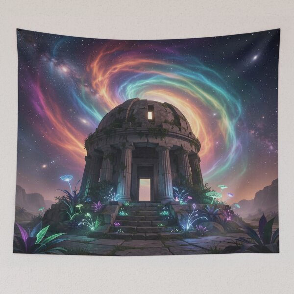 Item preview, Ancient Fantasy Temple under Cosmic Lights with Mystical Atmosphere and Dreamlike Energy designed and sold by FotoworldEdel.
