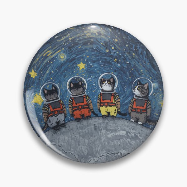 Item preview, Four Space Cats on the Moon in Moonlit Starry Night designed and sold by EschatonGarden.