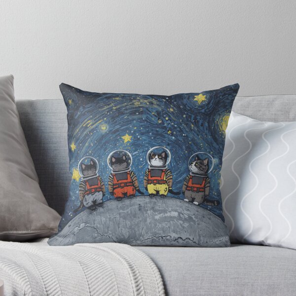 Item preview, Four Space Cats on the Moon in Moonlit Starry Night designed and sold by EschatonGarden.