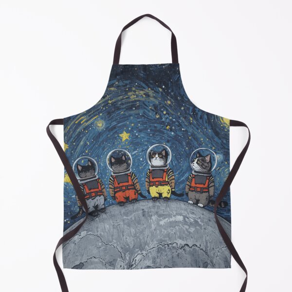 Item preview, Four Space Cats on the Moon in Moonlit Starry Night designed and sold by EschatonGarden.