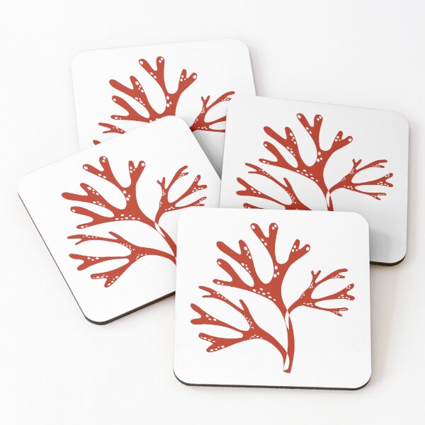 Item preview, Minimalist Red Coral Branches On Black designed and sold by Avisnanna.