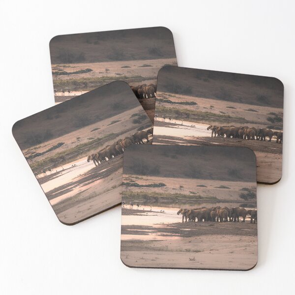 Item preview, Elephant Herd at River Dusk - African Wildlife Landscape Photography, Kruger National Park designed and sold by Johnathan Robinson Photography.