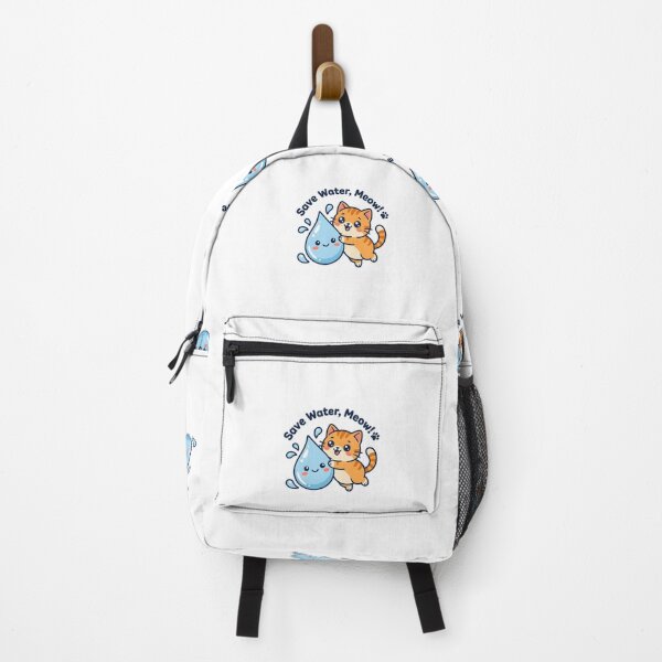Item preview, Save Water Meow Cute Kawaii Cat Illustration designed and sold by Nuvoro Eco Awareness.