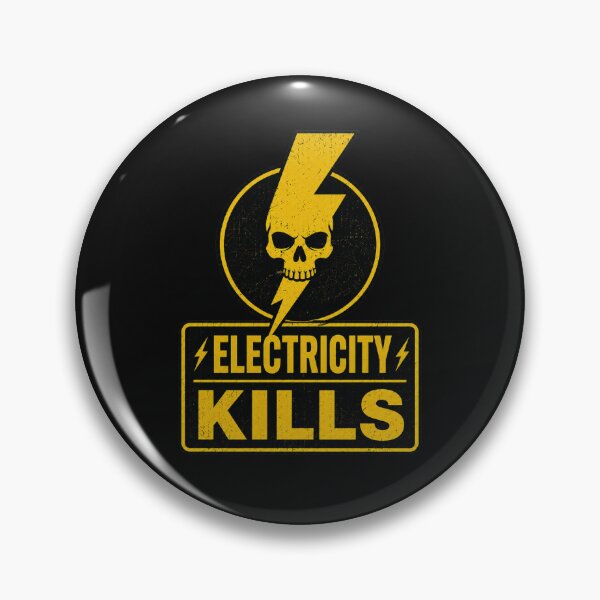 Item preview, Electricity Kills – Minimalist Lightning Skull Warning Design in Industrial Hazard Style designed and sold by Pickachoo.