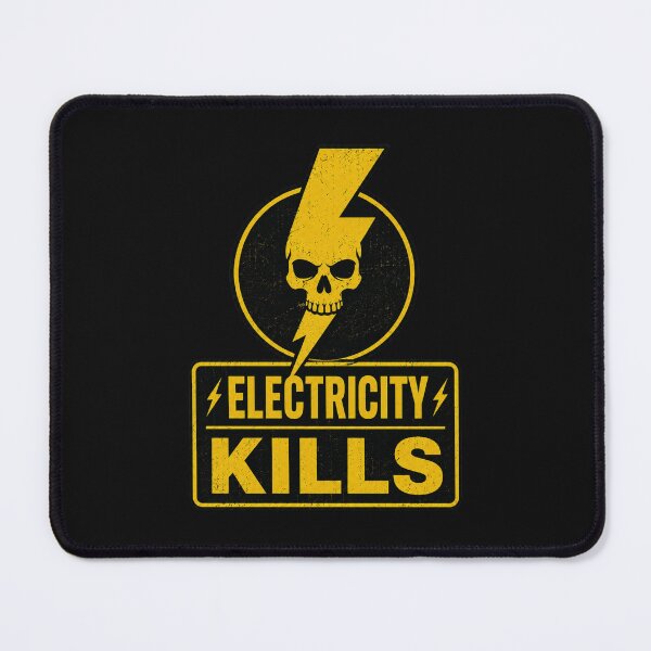 Item preview, Electricity Kills – Minimalist Lightning Skull Warning Design in Industrial Hazard Style designed and sold by Pickachoo.