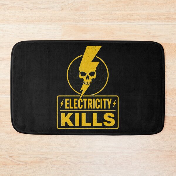 Item preview, Electricity Kills – Minimalist Lightning Skull Warning Design in Industrial Hazard Style designed and sold by Pickachoo.