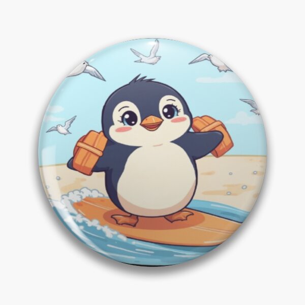 Item preview, Cute Penguin Surfing Kawaii designed and sold by DailySparks.