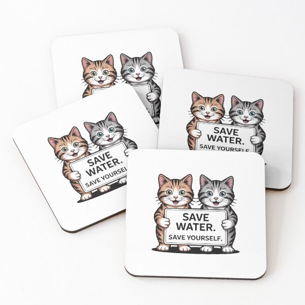 Item preview, Save Water Save Yourself Cute Cats Sign designed and sold by Nuvoro Eco Awareness.